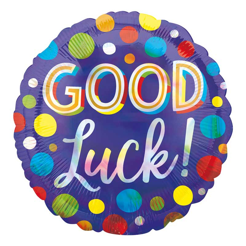 18in GOOD LUCK DOTS IRIDESCENT FOIL BALLOON