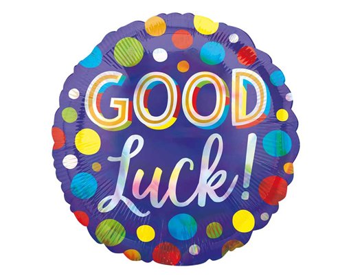 18in GOOD LUCK DOTS IRIDESCENT FOIL BALLOON