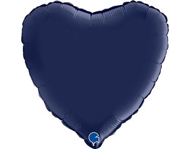 18in SATIN BLUE NAVY HEART FOIL BALLOON
