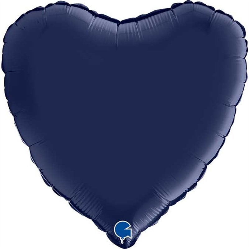 18in SATIN BLUE NAVY HEART FOIL BALLOON