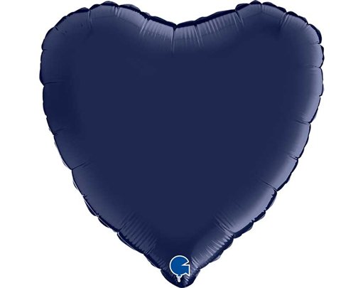 18in SATIN BLUE NAVY HEART FOIL BALLOON