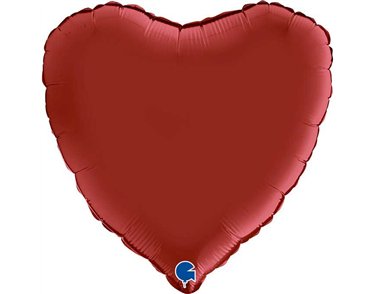 18in SATIN RUBIN RED HEART FOIL BALLOON