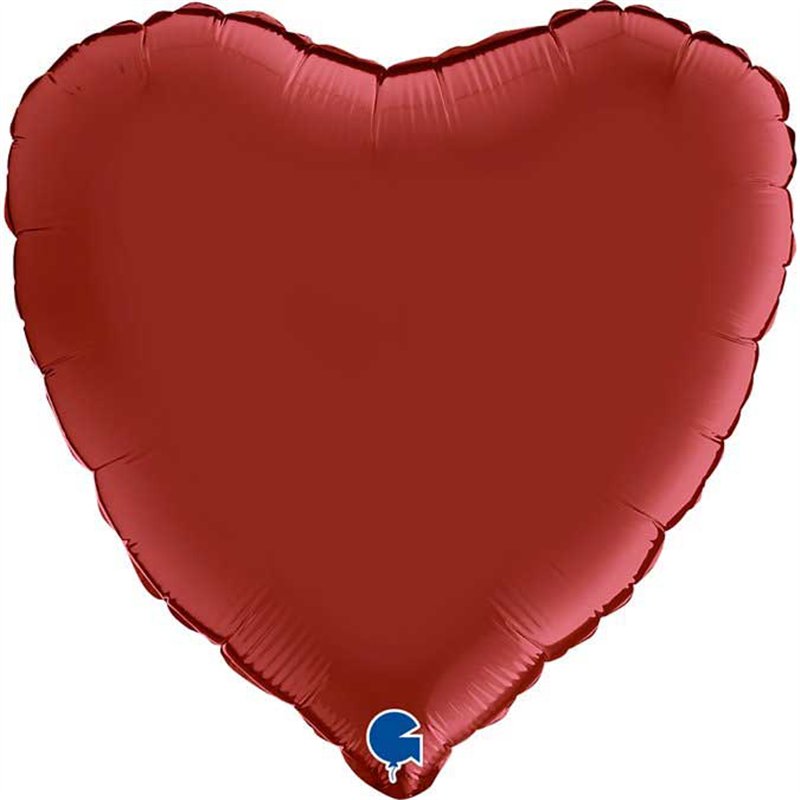 18in SATIN RUBIN RED HEART FOIL BALLOON