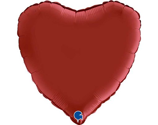 18in SATIN RUBIN RED HEART FOIL BALLOON