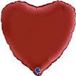 18in SATIN RUBIN RED HEART FOIL BALLOON