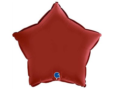 18in SATIN RUBIN RED FOIL STAR BALLOON