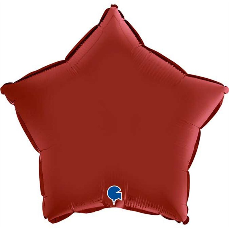 18in SATIN RUBIN RED FOIL STAR BALLOON