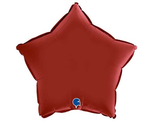18in SATIN RUBIN RED FOIL STAR BALLOON