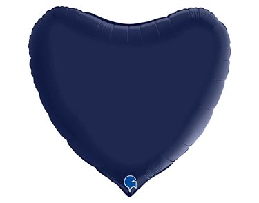 36in SATIN NAVY BLUE HEART FOIL BALLOON