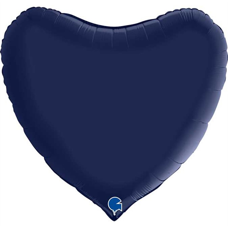 36in SATIN NAVY BLUE HEART FOIL BALLOON