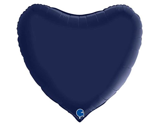 36in SATIN NAVY BLUE HEART FOIL BALLOON