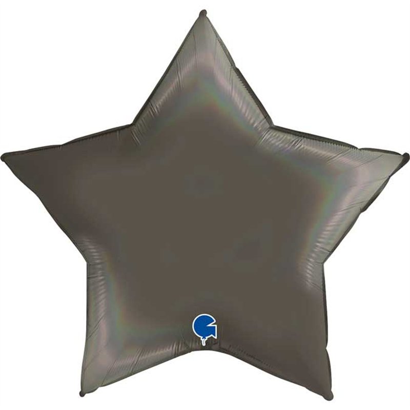 36in RAINBOW HOLOGRAPHIC PLATINUM GREY STAR FOIL