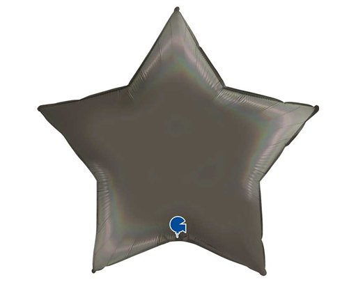 36in RAINBOW HOLOGRAPHIC PLATINUM GREY STAR FOIL