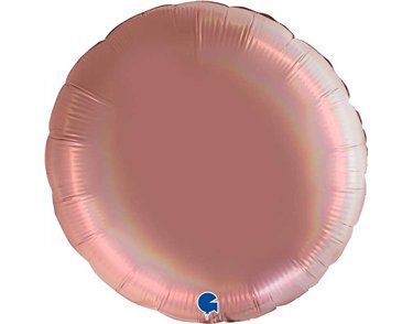 36in RAINBOW HOLOGRAPHIC PLATINUM ROSE ROUND FOIL