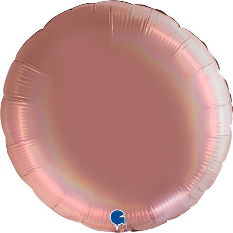 36in RAINBOW HOLOGRAPHIC PLATINUM ROSE ROUND FOIL