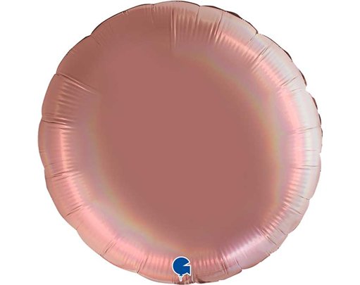 36in RAINBOW HOLOGRAPHIC PLATINUM ROSE ROUND FOIL