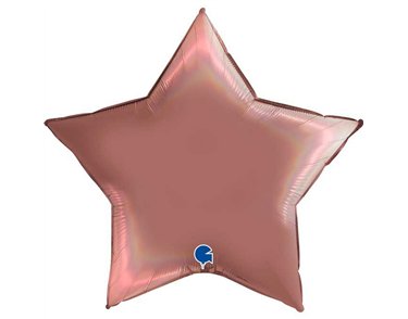 36in RAINBOW HOLOGRAPHIC PLATINUM ROSE STAR FOIL
