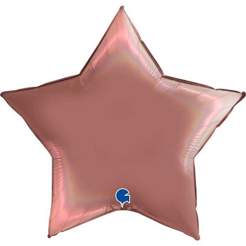 36in RAINBOW HOLOGRAPHIC PLATINUM ROSE STAR FOIL
