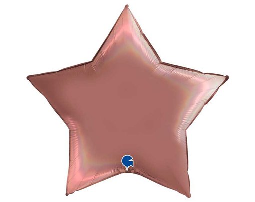 36in RAINBOW HOLOGRAPHIC PLATINUM ROSE STAR FOIL