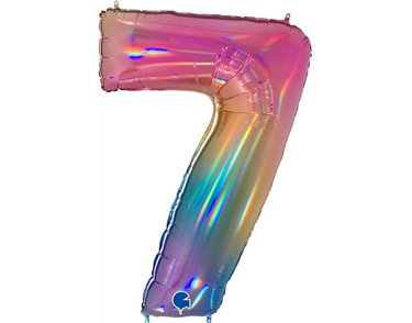 40in NUMBER 7 COLOURFUL RAINBOW FOIL BALLOON