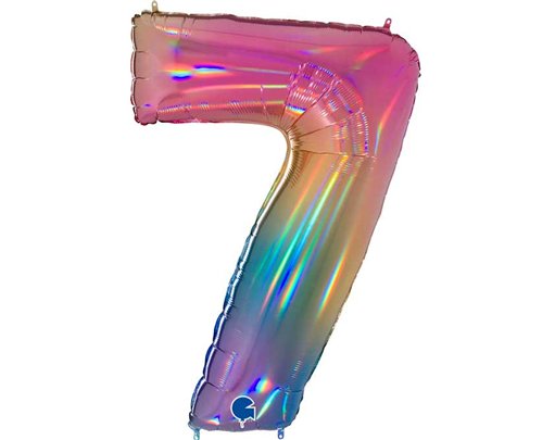 40in NUMBER 7 COLOURFUL RAINBOW FOIL BALLOON