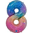 40in NUMBER 8 COLOURFUL RAINBOW FOIL BALLOON