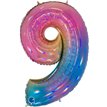 40in NUMBER 9 COLOURFUL RAINBOW FOIL BALLOON