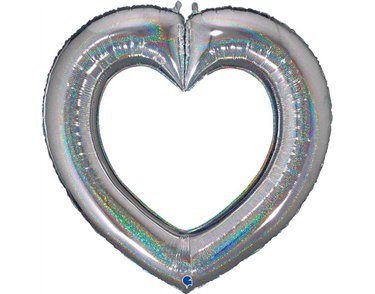 41in GLITTER SILVER LINKY HEART FOIL BALLOON