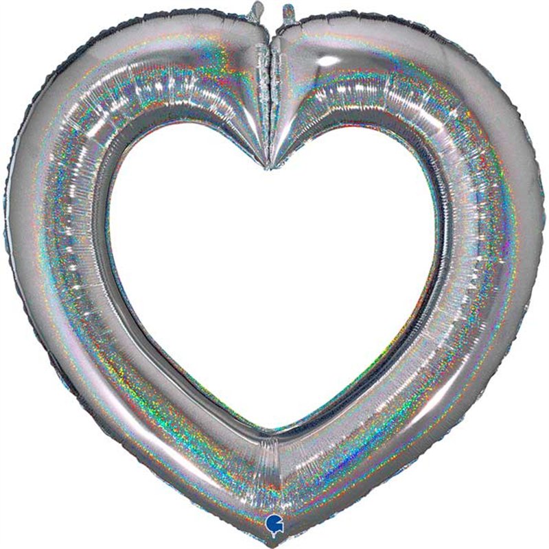 41in GLITTER SILVER LINKY HEART FOIL BALLOON