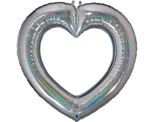 41in GLITTER SILVER LINKY HEART FOIL BALLOON