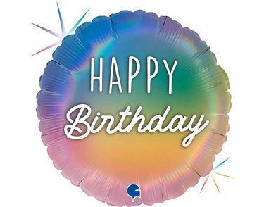18in HAPPY B-DAY COLOURFUL RAINBOW FOIL BALLOON