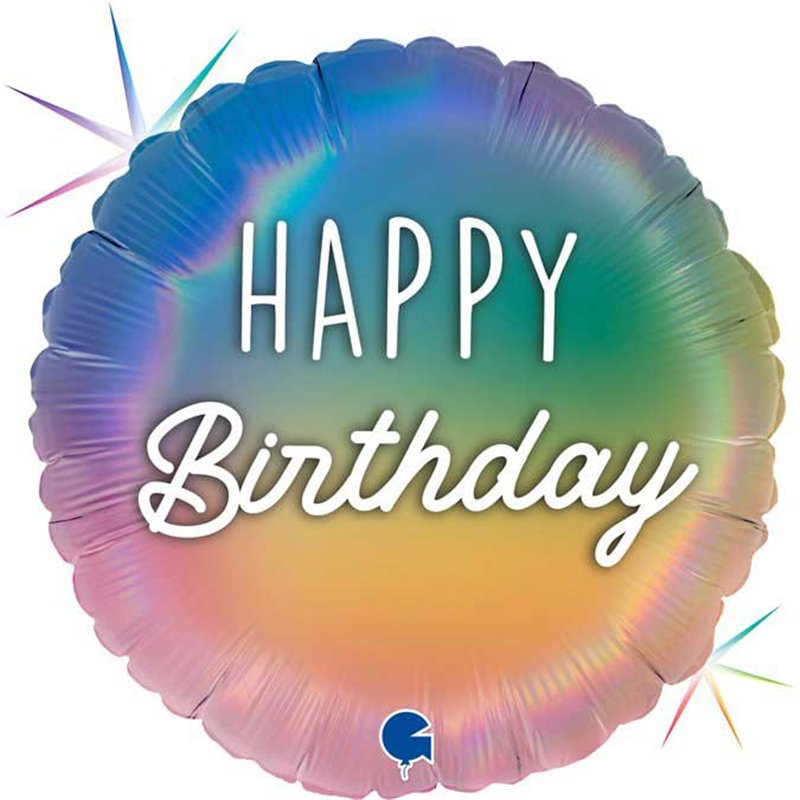 18in HAPPY B-DAY COLOURFUL RAINBOW FOIL BALLOON