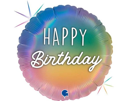 18in HAPPY B-DAY COLOURFUL RAINBOW FOIL BALLOON
