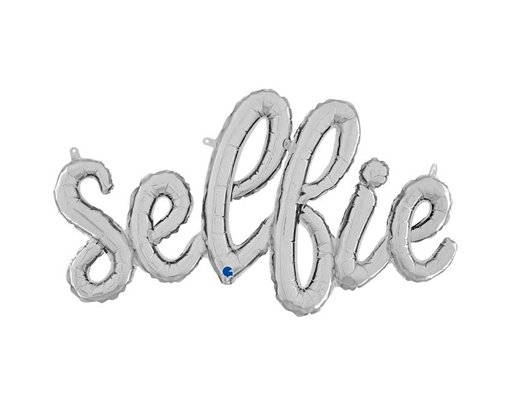 43in SILVER SELFIE SCRIPT FOIL BALLOON