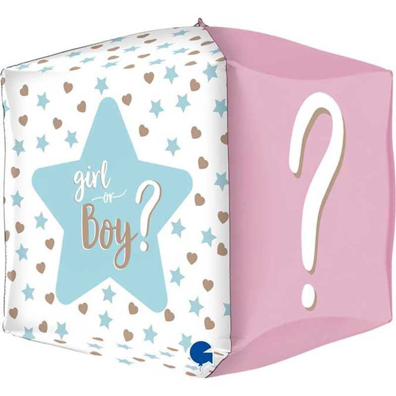 15in SQUARE GENDER REVEAL 4D FOIL BALLOON