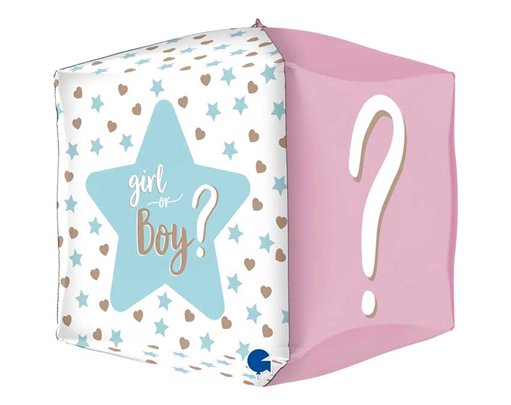 15in SQUARE GENDER REVEAL 4D FOIL BALLOON