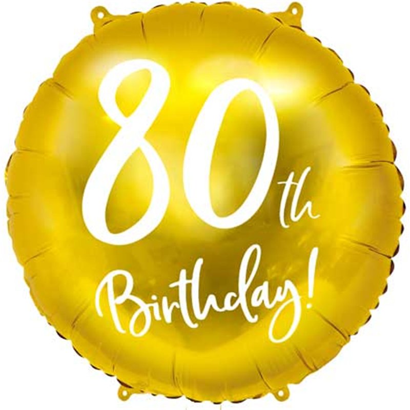 18IN 80TH BIRTHDAY GOLD FOIL BALLOON