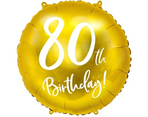 18IN 80TH BIRTHDAY GOLD FOIL BALLOON