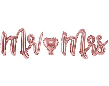 69X125CM MR AND MRS ROSE GOLD FOIL BALLOON SCRIPT KIT