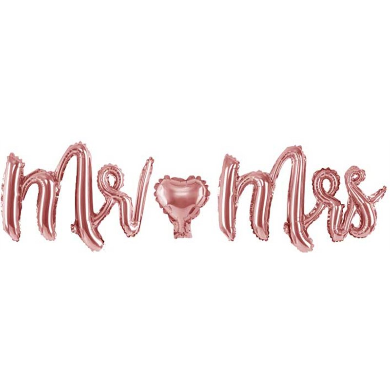 69X125CM MR AND MRS ROSE GOLD FOIL BALLOON SCRIPT KIT