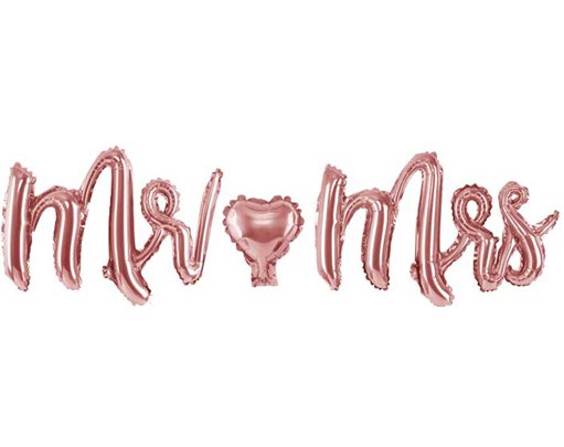 69X125CM MR AND MRS ROSE GOLD FOIL BALLOON SCRIPT KIT