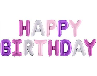 340X35CM HAPPY BIRTHDAY ASST COLOURS FOIL BALLOON KIT