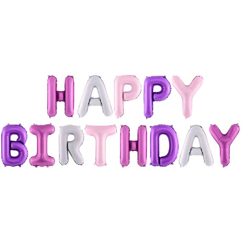 340X35CM HAPPY BIRTHDAY ASST COLOURS FOIL BALLOON KIT