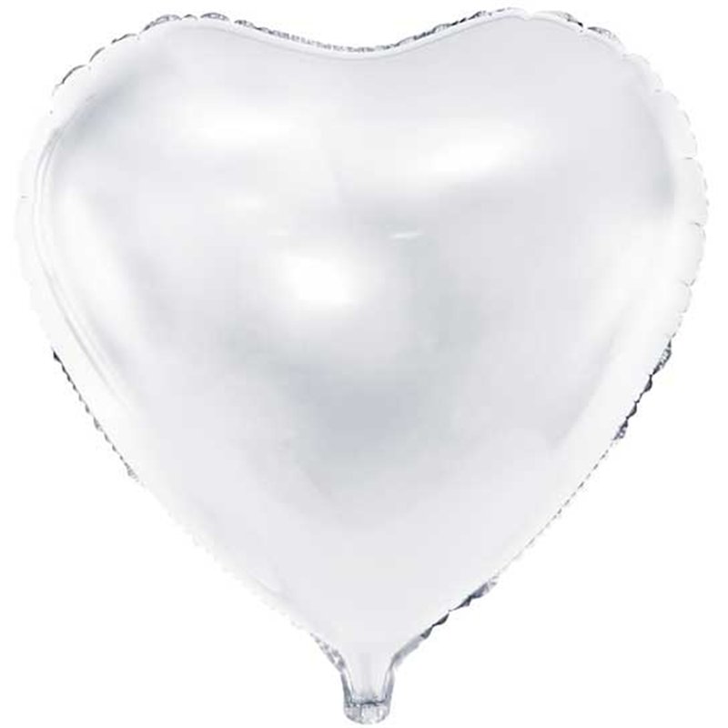 61CM WHITE HEART FOIL BALLOON HEART