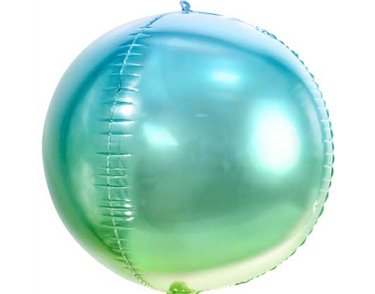 35CM BLUE AND GREEN OMBRE BALL FOIL BALLOON