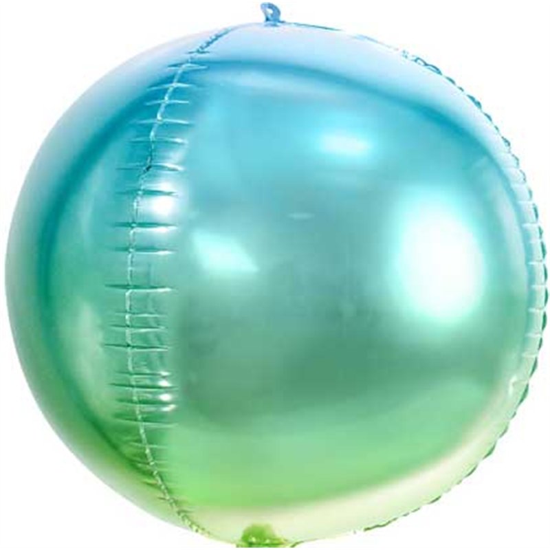 35CM BLUE AND GREEN OMBRE BALL FOIL BALLOON