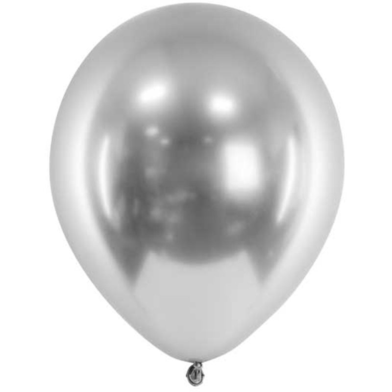 (50) 3OCM SILVER GLOSSY BALLOONS