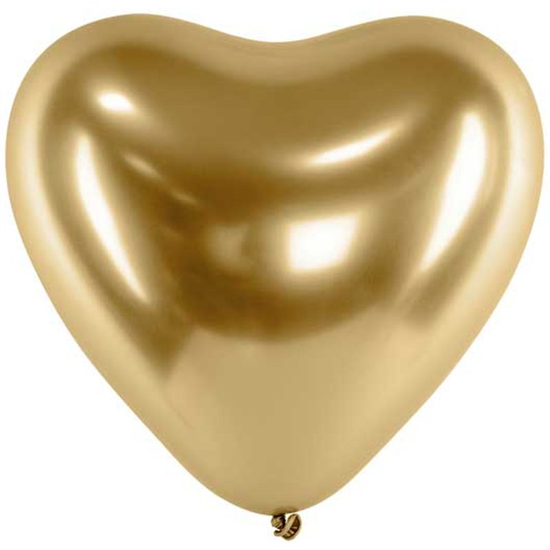 (50) 30CM GOLD HEART GLOSSY BALLOONS