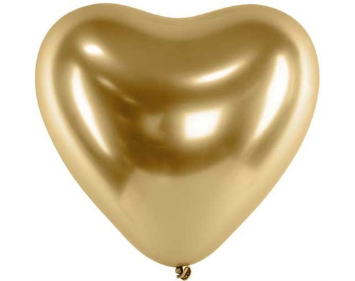 (50) 30CM GOLD HEART GLOSSY BALLOONS