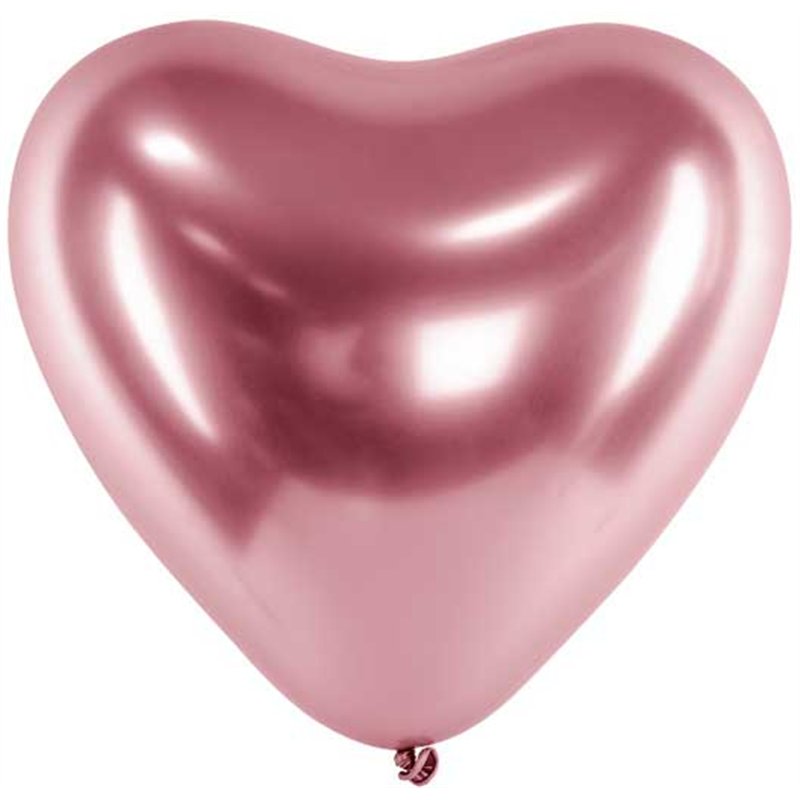 (50) 30CM ROSE GOLD HEART GLOSSY BALLOONS